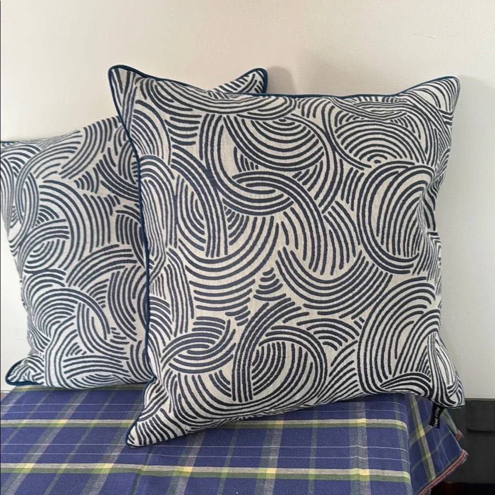 Rodeo Home down accent pillows - blue and cream - set of 2